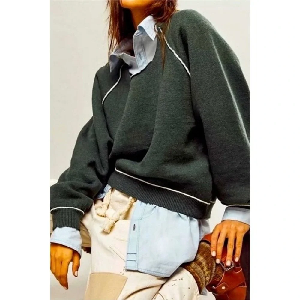 We The Free Midnight Pullover Free People‎ Burgundy Pink Oversized Sweatshirt M